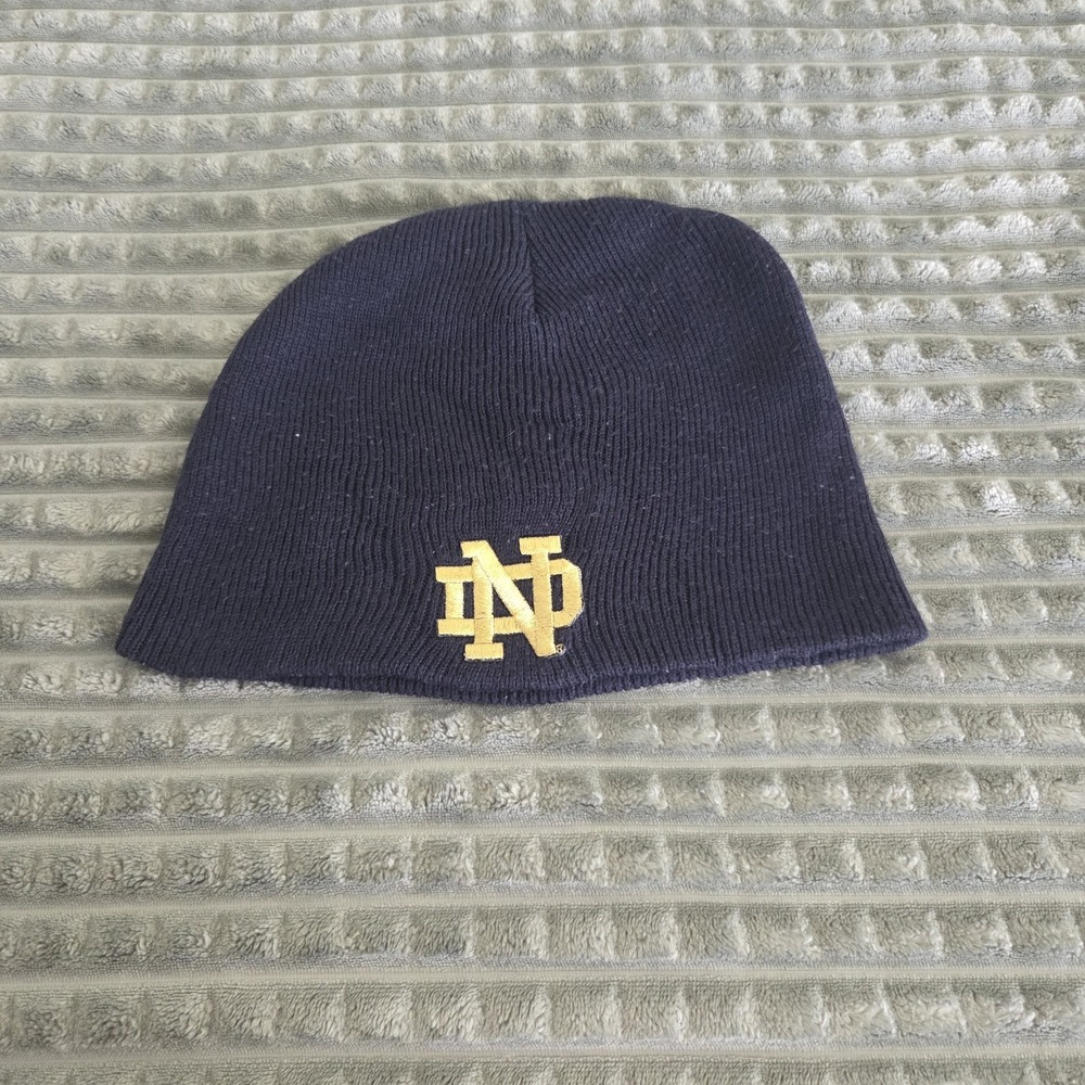 LogoFit Notre Dame Fighting Irish Navy Blue Knit Beanie NCAA Football Gold Cap